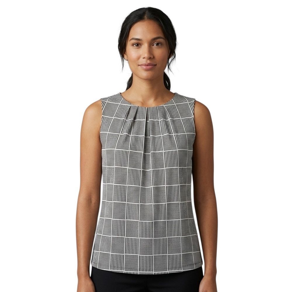 Calvin Klein Black & White Geometric Square Print Top